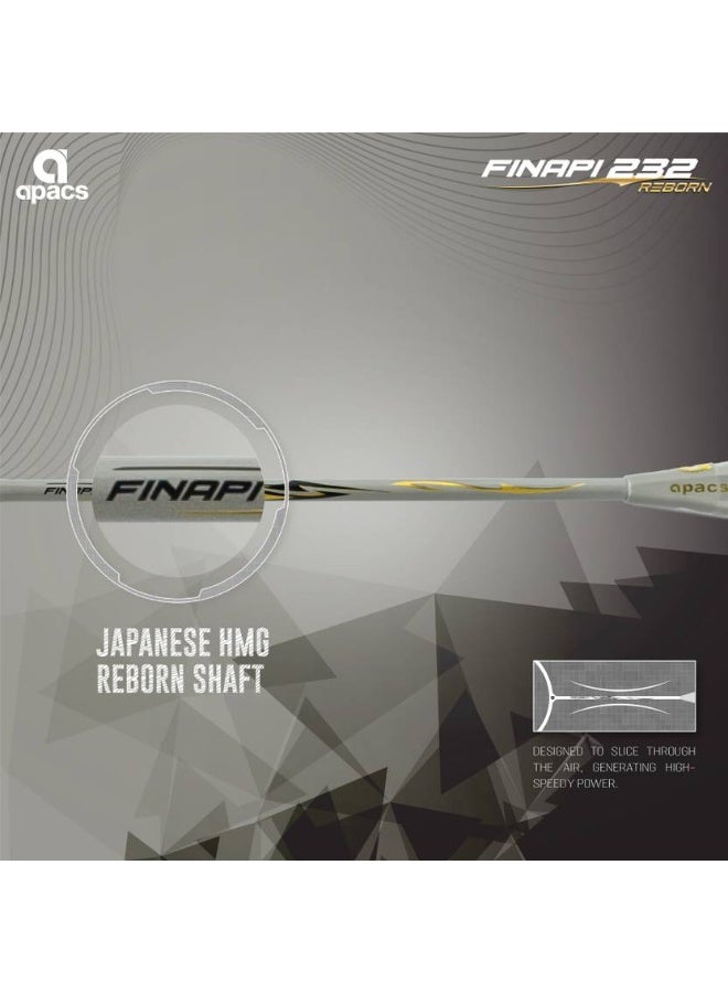apacs Finapi 232 REBORN (42 LBS, World's Toughest Frame) 100% Japanese Graphite Grey Unstrung Badminton Racquet  (Pack of: 1, 85 g)