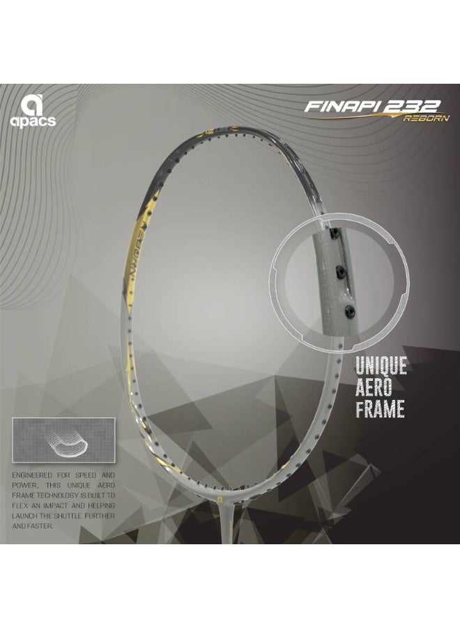 apacs Finapi 232 REBORN (42 LBS, World's Toughest Frame) 100% Japanese Graphite Grey Unstrung Badminton Racquet  (Pack of: 1, 85 g)