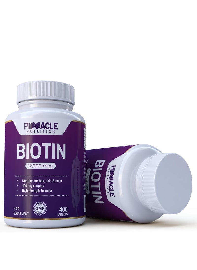 Pinnacle Nutrition NUTRITION Biotin 12000mcg | 400 Tablets | Vitamin for Hair, Skin & Nails  - Image 2