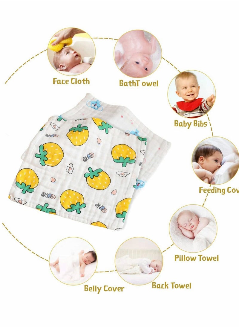 Baby Face Towels, Natural 6 Layers Muslin Washcloths, 100% Cotton, Soft, Breathable, Absorbent, Reusable, for Sensitive Skin, Square Towel, Children's Handkerchief (5 Packs)