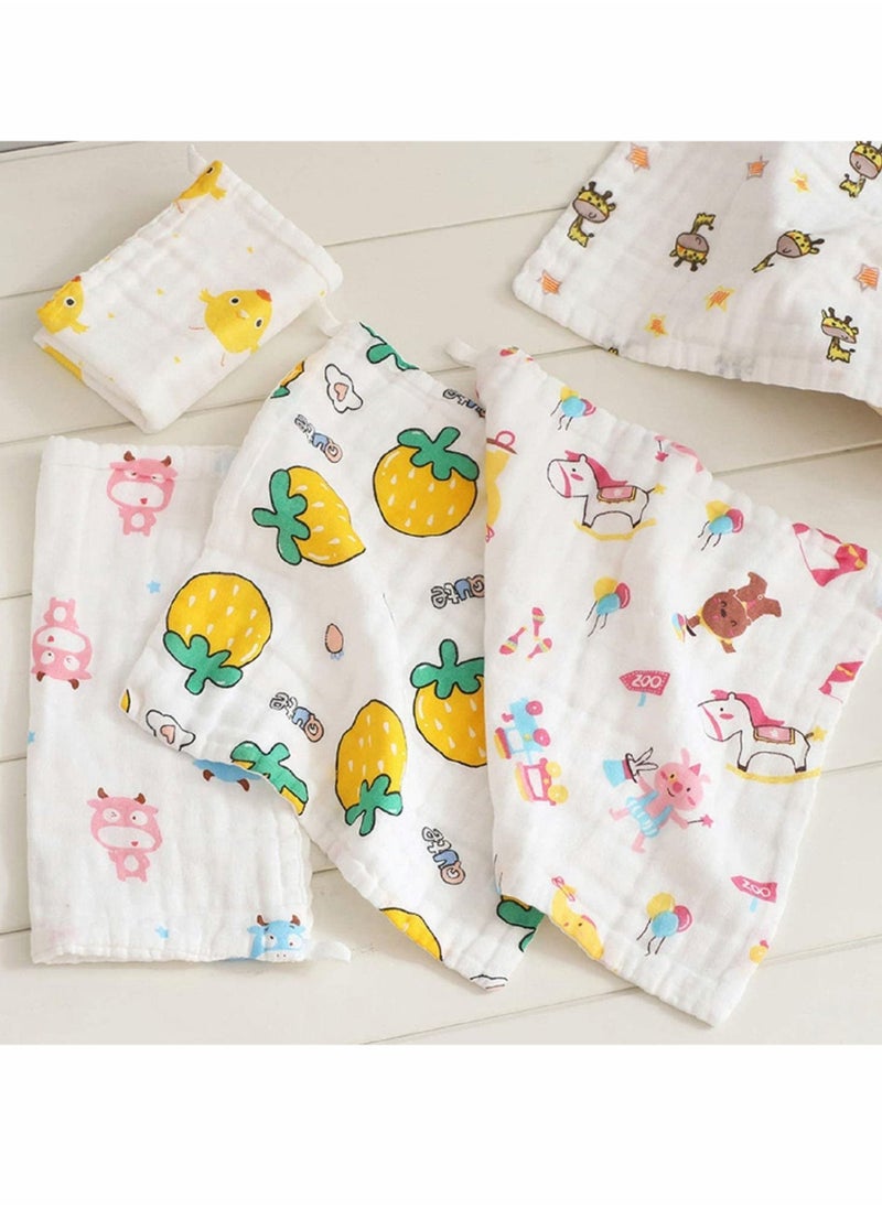 Baby Face Towels, Natural 6 Layers Muslin Washcloths, 100% Cotton, Soft, Breathable, Absorbent, Reusable, for Sensitive Skin, Square Towel, Children's Handkerchief (5 Packs)
