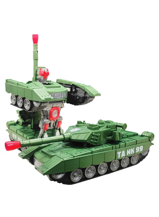 VGRASSP Kids Military Fighter Automatic Deformation Tank to Robot 2 in 1 Toy - 3D Lights and Music (Color and Design Asper Stock) (Tank) - Image 1