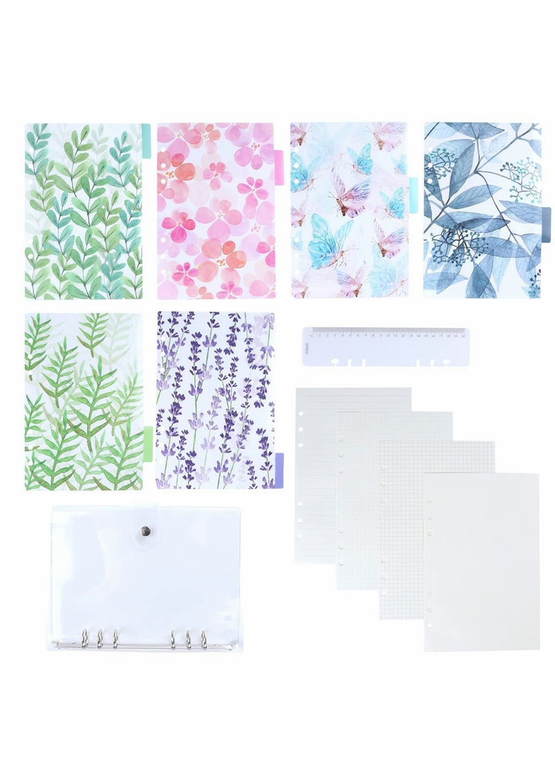 SYOSI - A5 Loose Leaf Binder, 6 Ring Personal Planner Index Dividers 80 Insert Pages With 6 Index Divider Tabs Journal Loose Leaf Binder For Filofax Notebook Travel Diary Journal - Image 1
