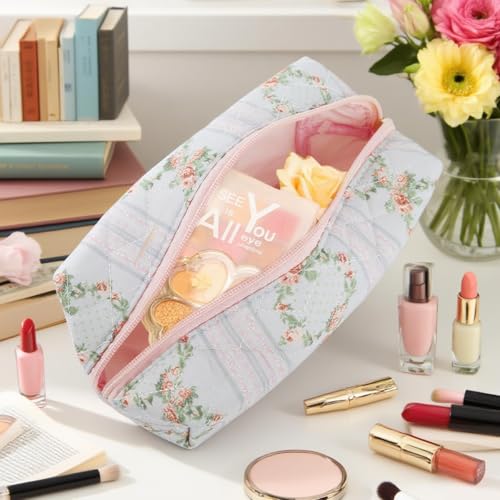 MAYCREATE® Makeup Pouch Bag Travel Cosmetic Bag for Women Girls, Floral Prints Make Up Toiletry Pouch for Women, Zipper Portable Travel Cloth Storage Organizer - Image 4
