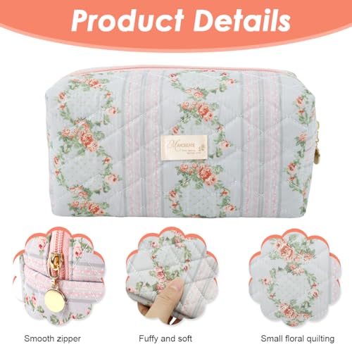 MAYCREATE® Makeup Pouch Bag Travel Cosmetic Bag for Women Girls, Floral Prints Make Up Toiletry Pouch for Women, Zipper Portable Travel Cloth Storage Organizer - Image 3