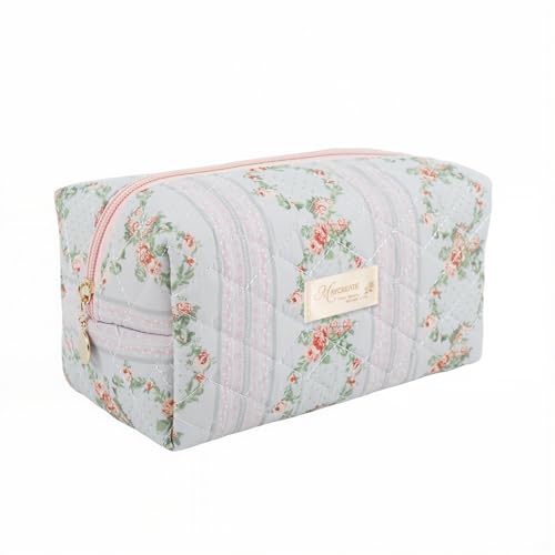 MAYCREATE® Makeup Pouch Bag Travel Cosmetic Bag for Women Girls, Floral Prints Make Up Toiletry Pouch for Women, Zipper Portable Travel Cloth Storage Organizer - Image 1