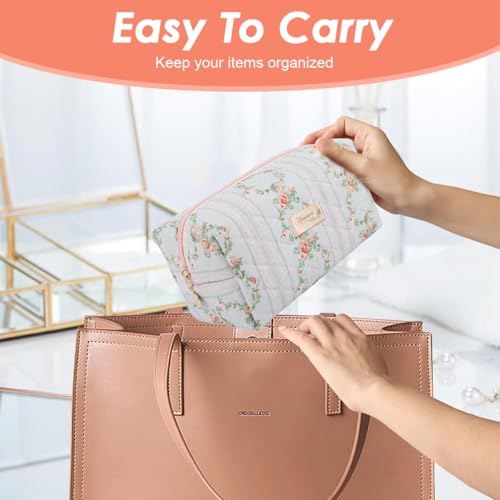 MAYCREATE® Makeup Pouch Bag Travel Cosmetic Bag for Women Girls, Floral Prints Make Up Toiletry Pouch for Women, Zipper Portable Travel Cloth Storage Organizer - Image 5