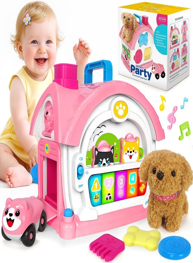 Ellinjan Montessori Toys for 1 2 3 Year Old Girl Gifts, Baby Musical Toys 12 18+ Months, 10 in 1 Bilingual Learning Toy with Sound Light, Cute Toy with Plush Puppy, First Birthday for Toddlers - Image 1