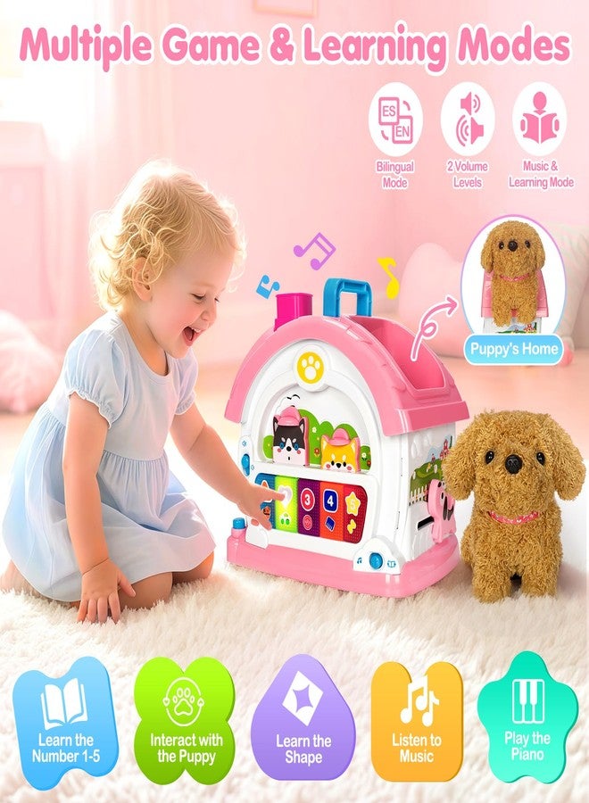 Ellinjan Montessori Toys for 1 2 3 Year Old Girl Gifts, Baby Musical Toys 12 18+ Months, 10 in 1 Bilingual Learning Toy with Sound Light, Cute Toy with Plush Puppy, First Birthday for Toddlers - Image 3