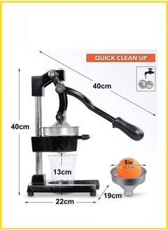 TIGER Professional Heavy-Duty Manual Citrus Juicer – Metal Hand Press Juice Extractor with Lever for Lemon, Lime, Orange, Pomegranate & Grapefruit – Commercial-Grade Juice Squeezer for Fresh, Healthy, Large-Batch Juicing at Home or Café  - Image 3