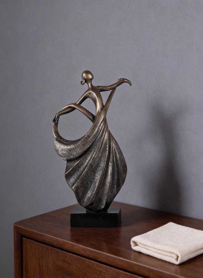 DOVDOV Modern Abstract Dancer Statue, Bronze Colored Dancer Sculpture, Contemporary Art Home Decor. Perfect for Display on a Desk, Living Room Coffee Table, TV Stand, Mantelpiece, or entryway. - Image 3