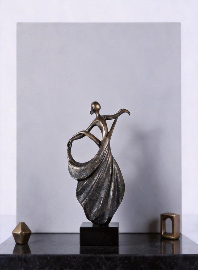 DOVDOV Modern Abstract Dancer Statue, Bronze Colored Dancer Sculpture, Contemporary Art Home Decor. Perfect for Display on a Desk, Living Room Coffee Table, TV Stand, Mantelpiece, or entryway. - Image 4