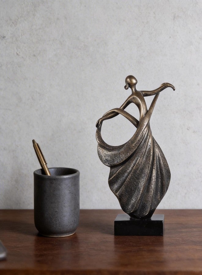 DOVDOV Modern Abstract Dancer Statue, Bronze Colored Dancer Sculpture, Contemporary Art Home Decor. Perfect for Display on a Desk, Living Room Coffee Table, TV Stand, Mantelpiece, or entryway. - Image 2