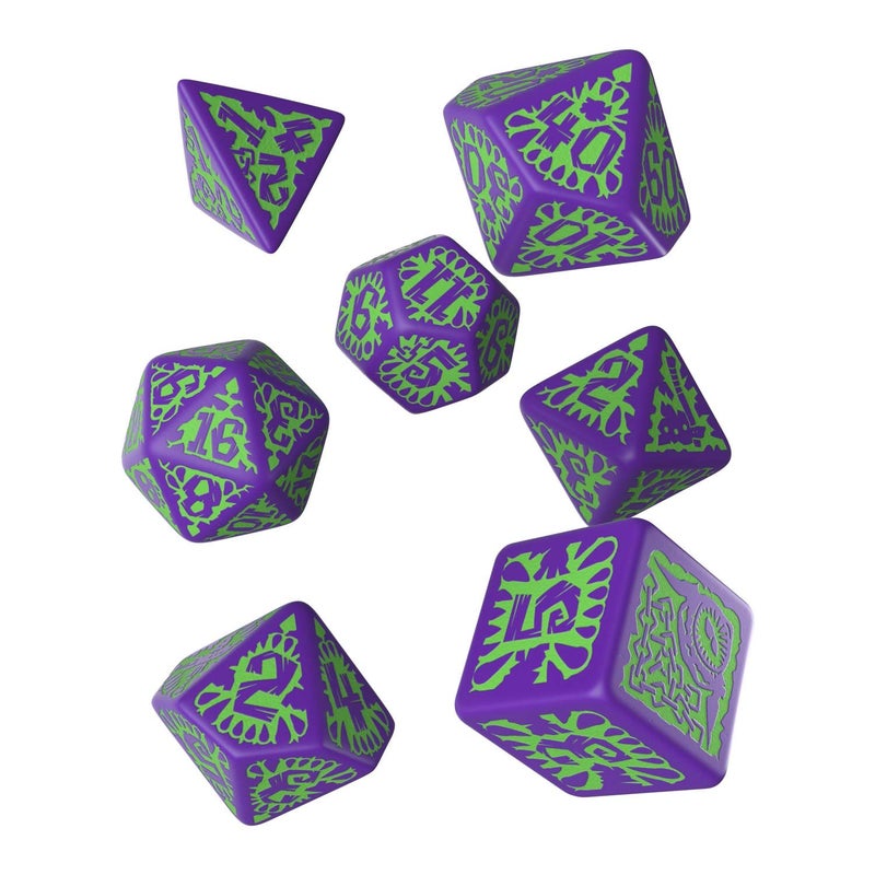 Q Workshop Pathfinder Goblin Purple & Green Dice Set (7) Board Games - Image 1