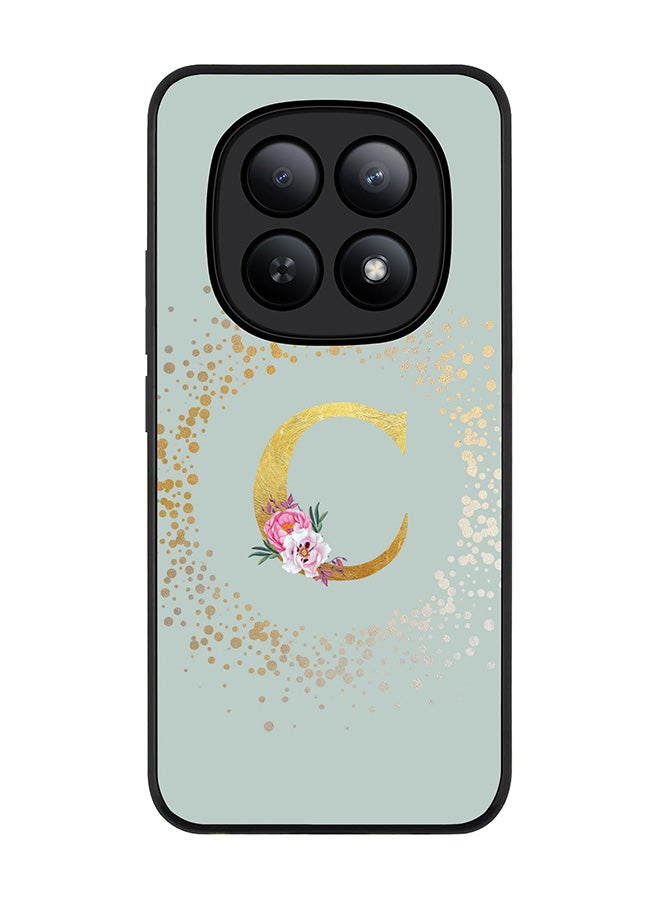 For Xiaomi Redmi Note 15 5G / Poco M8 Case,Slim fit Camera Protection, Shockproof Thin Phone cover  - Custom Monogram Floral - C  (Light Grey )