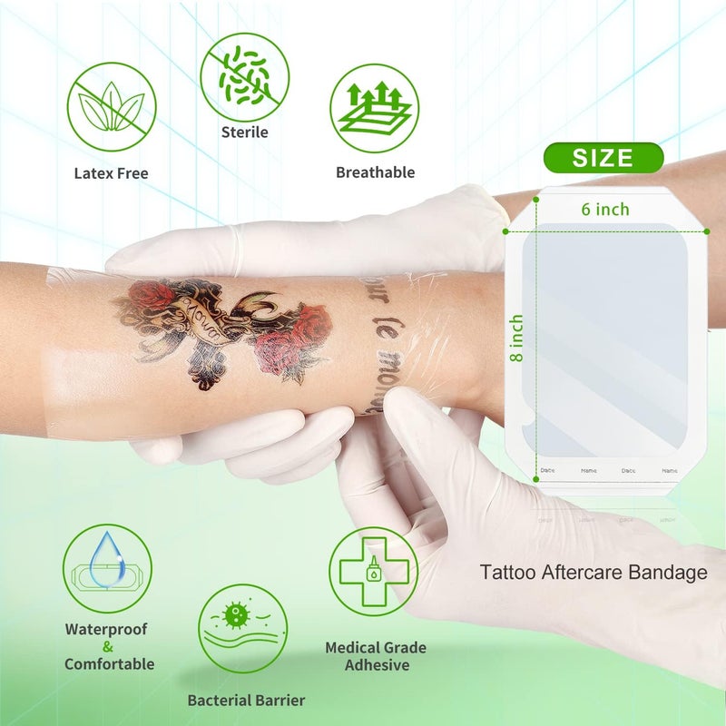 NeuHeils Transparent Film Dressing Size 6x8 20 Packs Tattoo Aftercare Bandages Large Waterproof Wound Cover Patch Post Surgical Shower Shiled IV Shield PICC Catheter Shower Cover - Image 2