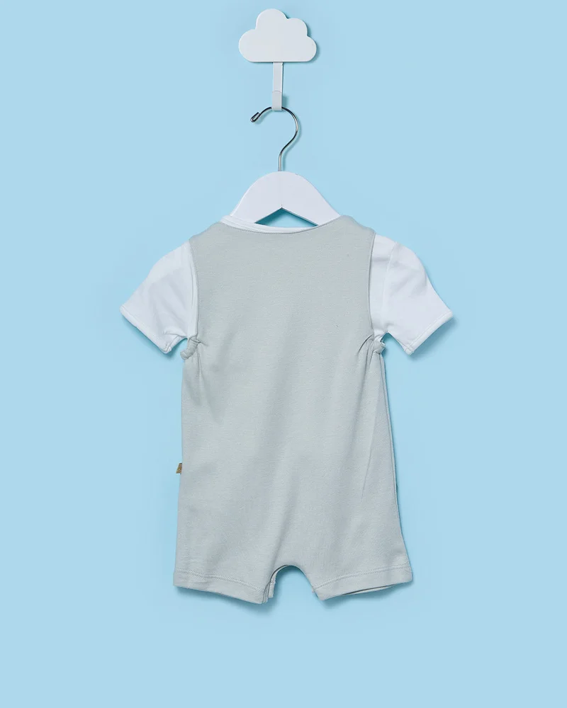 Redtag Baby Boys Green T-Shirt with Romper Dungaree Set