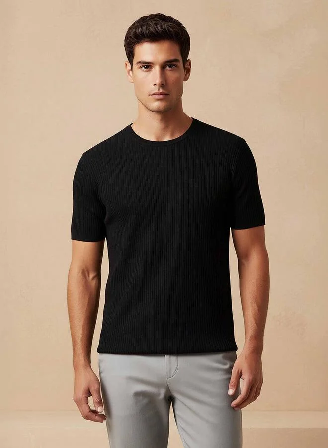 Iconic Iconic Textured Crew Neck T-shirt
