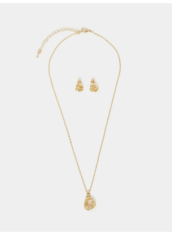 ستايلي Styli Infinity Pendant Necklace and Stud Earrings Set