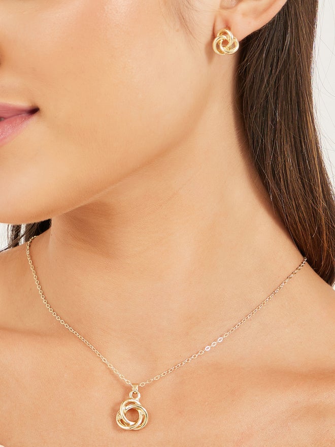 Styli Styli Infinity Pendant Necklace and Stud Earrings Set  - Image 1