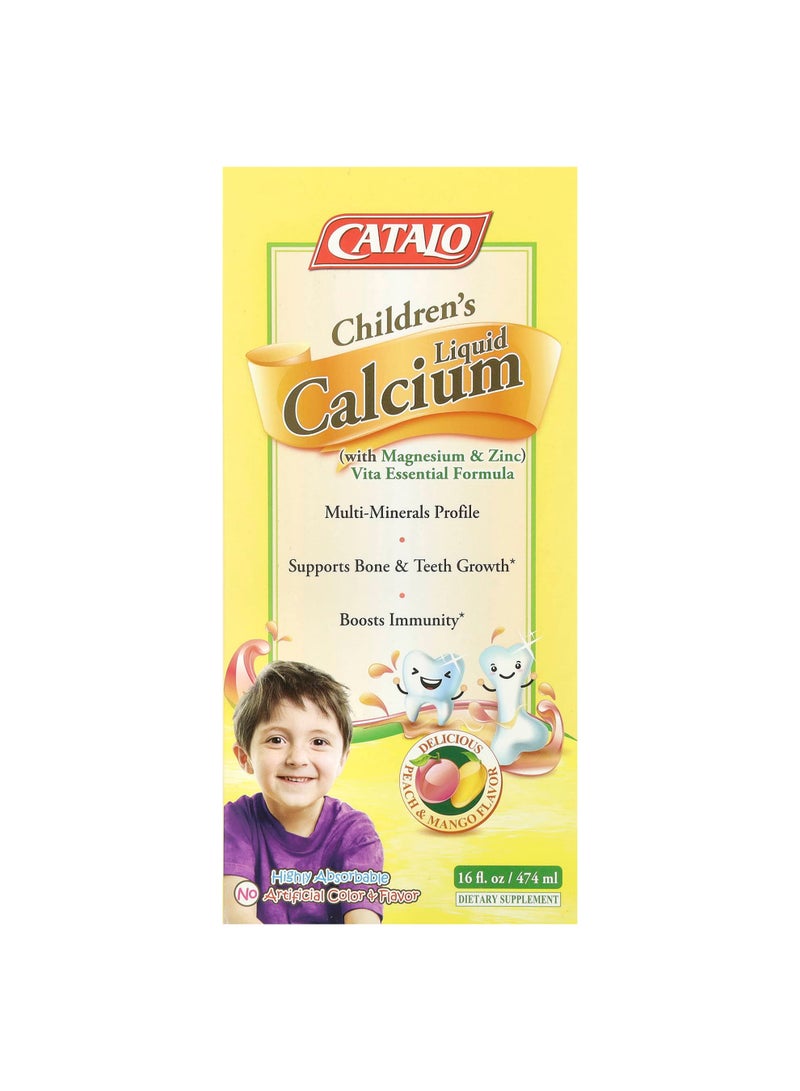 Children's Liquid Calcium with Magnesium & Zinc, Peach and Mango, 16 fl oz (474 ml)
