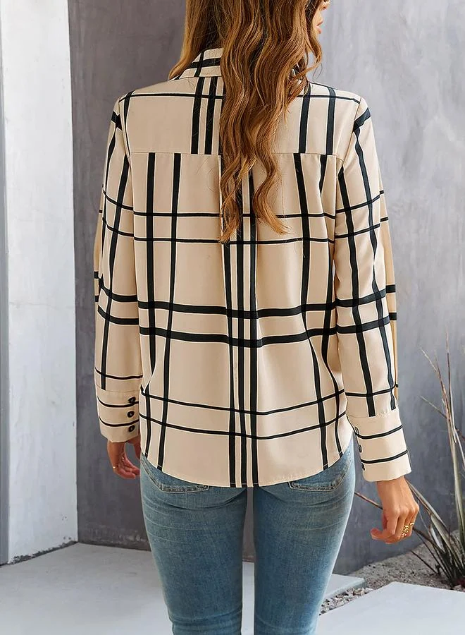 Take Two Take Two Checked Pattern Front Knot Buttoned Shirt
