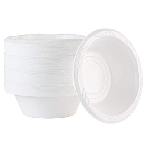 أطباق حلوى بلاستيكية بيضاء disposable 100 عدد سعة 5 أونصات