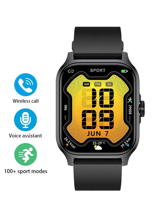 LIGE Korean Brand P5S Smart Watch,Business Smartwatch,Waterproof Fitness Watch, Bluetooth Calling,Smart watch for Men, Zinc Alloy Vacuum Plating, Heart Rate Monitoring,Smart watch for women Black - Image 1