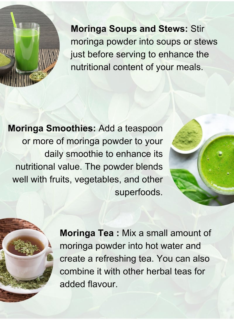 Organic Moringa Leaves Powder 118g – Complete Natural Superfood | Non-GMO | Shed Dried | Dust & Sand Free | Additive & Chemical Free
