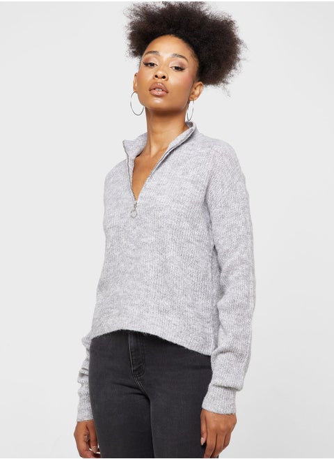 Zip Detail Knitted Sweater