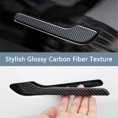 Gleway Door Handle Cover Hand Warp ABS Compatible with Tesla Model Y3 20172023 Car Door Handle Warp Stricker Decoration for Model Y3 Exterior Handle Cover AccessoriesGlossy Carbon Fiber 4 Pack - Image 5