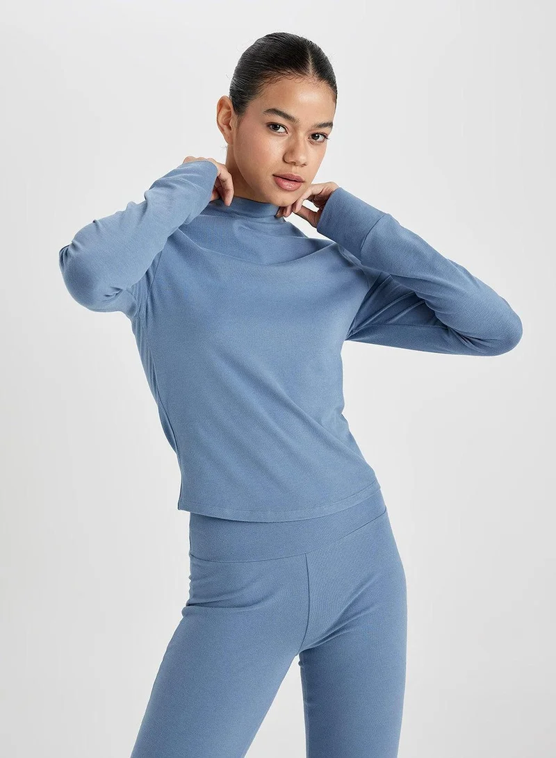 DeFacto  Defactofit Slim Fit Stand Collar Long Sleeve T-Shirt for Women | Best Price UAE