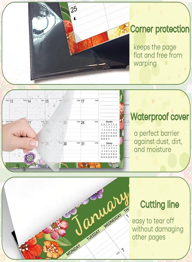 Aeccn Desk Calendar 2026, Anti-Ink Bleed, Plastic Cover, Ample Space with Stickers, 17" x 12" Large Seasonal Wall Calendar 2026 for Home, Office, Student & Teacher Supplies - Flower - Image 4