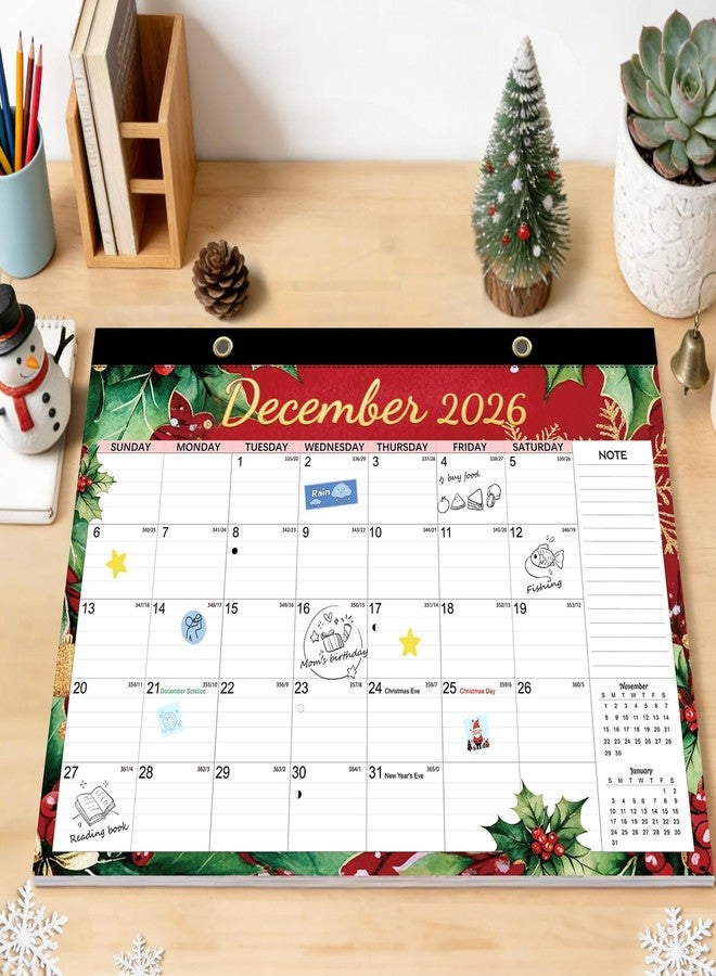 Aeccn Desk Calendar 2026, Anti-Ink Bleed, Plastic Cover, Ample Space with Stickers, 17" x 12" Large Seasonal Wall Calendar 2026 for Home, Office, Student & Teacher Supplies - Flower - Image 2