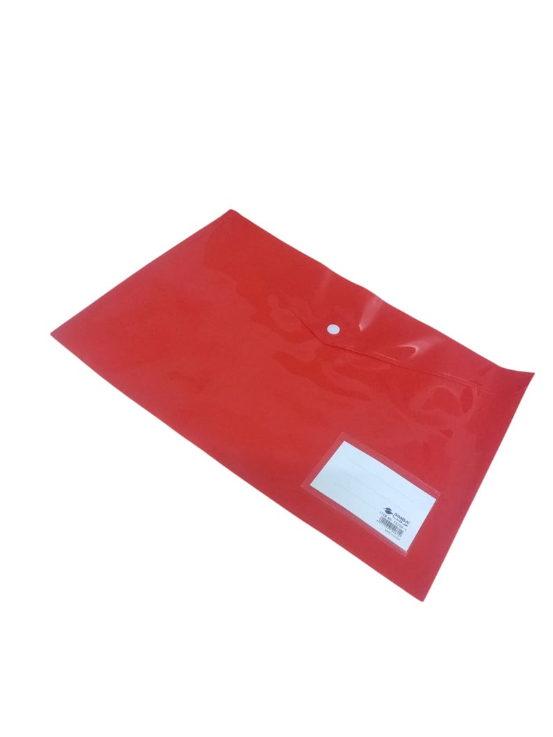Simba Snap Button Folder Opaque Plain with Name Card 160 Micron Red Foolscap Model FC2081