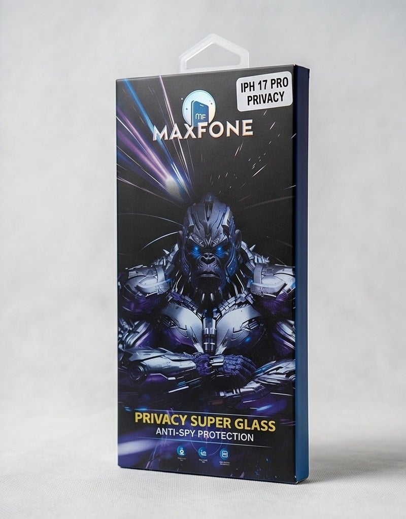 MAXFONE iPhone 17 Pro Privacy Anti-Spy Tempered Glass Screen Protector | Full Coverage Super Glass | 9H Hardness | Premium Oleophobic Coating | Privacy Screen Guard | Scratch Resistant | 5D Premium - Image 3