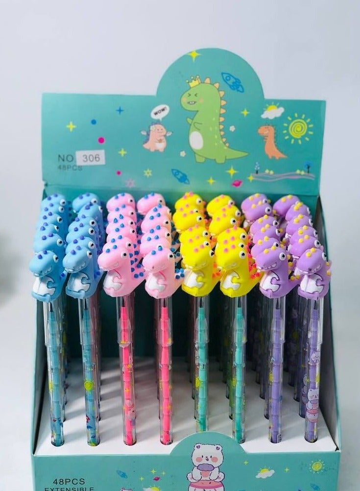 Generic 11-Pin Dinosaur Pencil Stand with Stand Cap 48 Pencils - Image 1