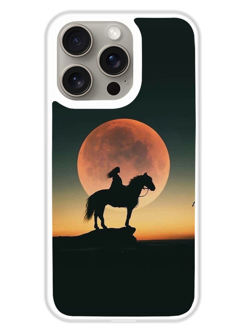 Theodor Protective Case Cover For APPLE IPHONE 15 Pro Majestic Horse Sunset (White Bumper) - Image 1