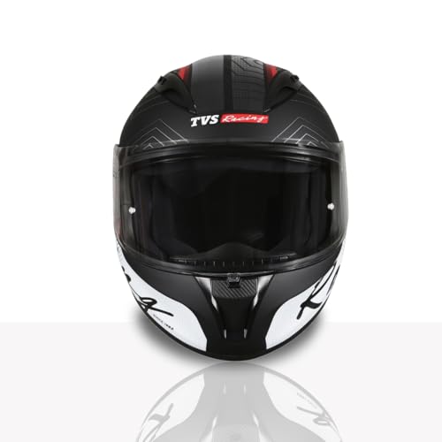 TVS Racing Helmet for Men � Anti-Fog Pin-Lock, Aerodynamic Design & DOT/ISI/ECE Certified � Premium Bike Helmet with Secure Fastening (Red & White - M) - Image 2