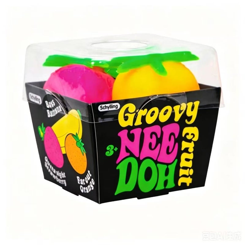 Needoh Fruit Party Squishy Slow Rebound Sensory Fidget Toy - Image 1