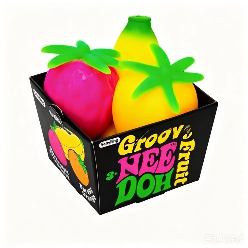 Needoh Fruit Party Squishy Slow Rebound Sensory Fidget Toy - Image 2