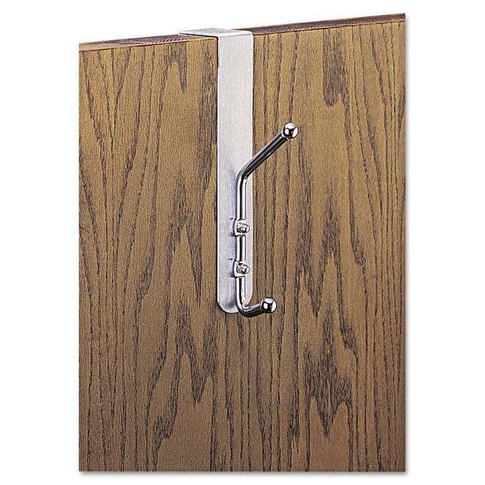 OVERTHEDOOR DOUBLE COAT HOOK CHROMEPLATED STEEL SATIN ALUMINUM BASE 4166