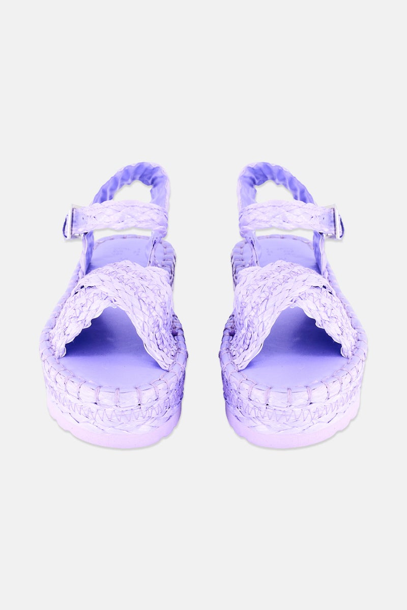 SOUTH BEACH Women Adjustable Buckle Platform Sandals, Lilac - Image 3