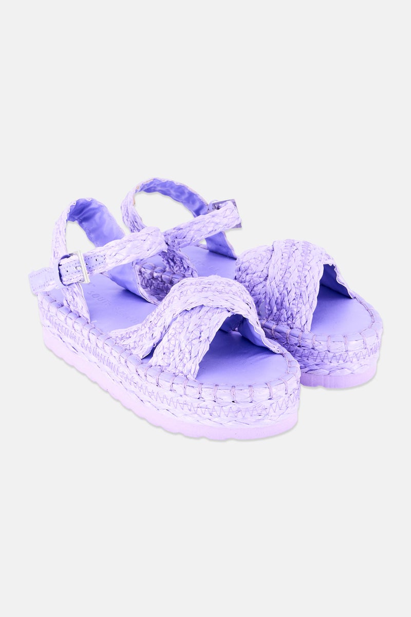 SOUTH BEACH Women Adjustable Buckle Platform Sandals, Lilac - Image 1