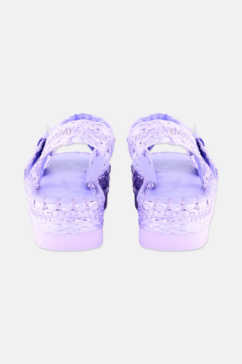 SOUTH BEACH Women Adjustable Buckle Platform Sandals, Lilac - Image 2