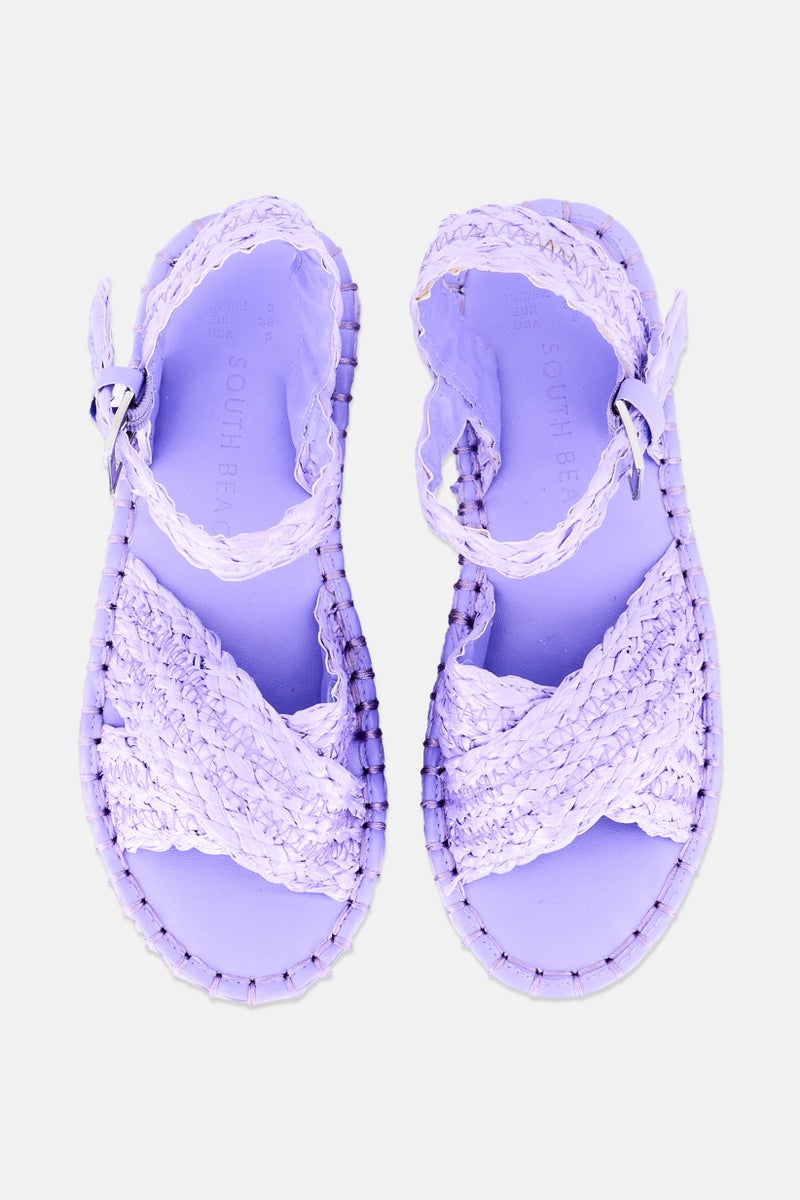 SOUTH BEACH Women Adjustable Buckle Platform Sandals, Lilac - Image 4