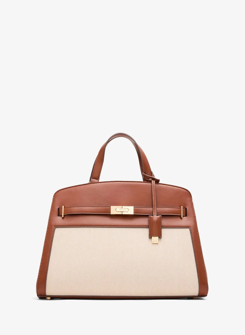 ان كلاين MEDIUM SATCHEL W/STRAP Brown Women's Satchel Bags