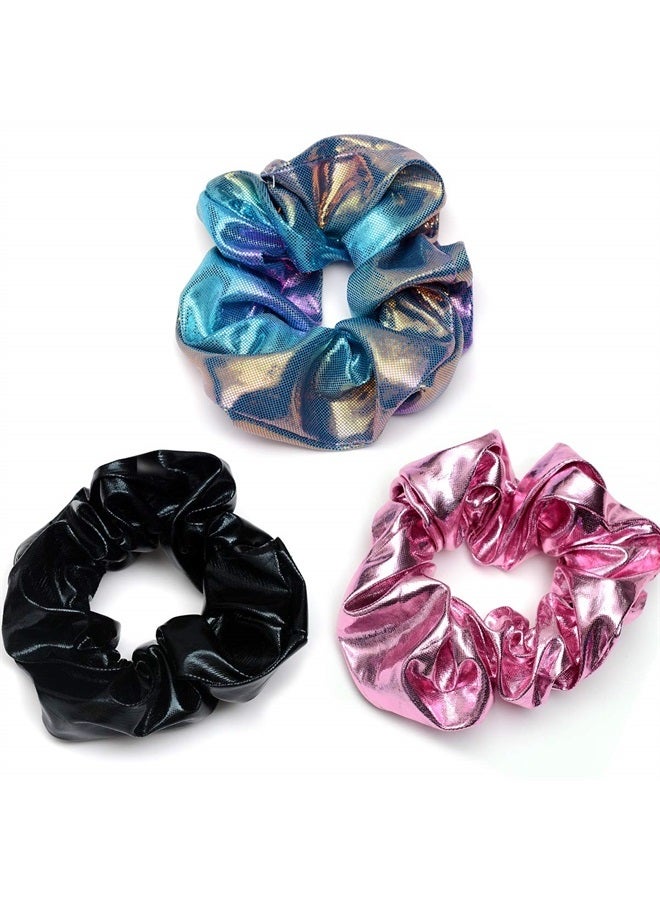 Shiny Scrunchies Metallic Hair Bands Elastic Hair Ties Set Glitter Ponytail Holder Soft Scrunchy for Women(Hair Scrunchies Set 2)