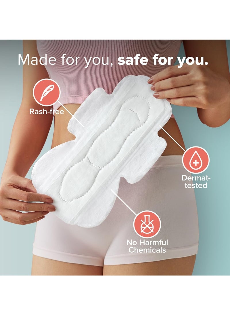 Nua Ultra-Safe Sanitary Pads for Women | SUPER SAVER Pack of 30 | Medium Flow - XL | Leakproof, Unscented & Toxin-Free | Gentle on Sensitive Skin | Breathable & Rash-Free - Image 3