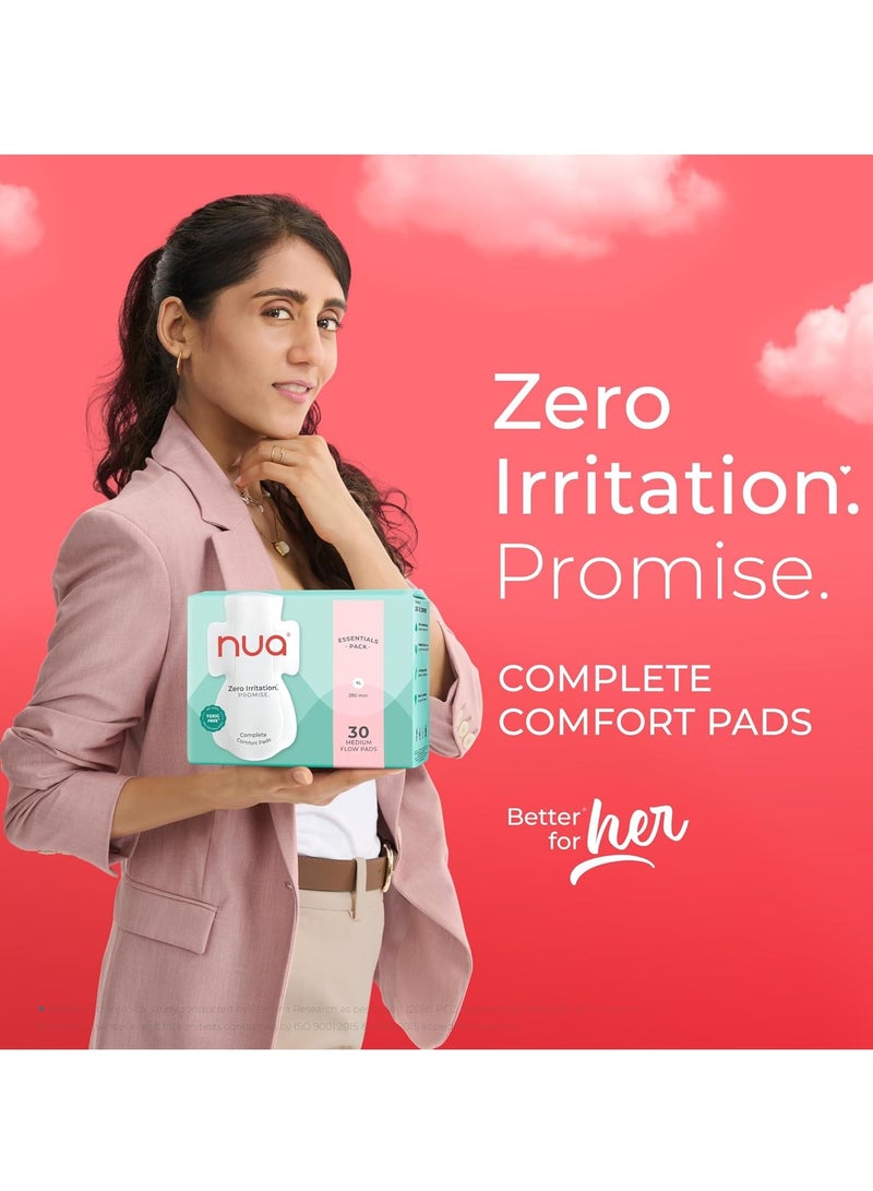 Nua Ultra-Safe Sanitary Pads for Women | SUPER SAVER Pack of 30 | Medium Flow - XL | Leakproof, Unscented & Toxin-Free | Gentle on Sensitive Skin | Breathable & Rash-Free - Image 4